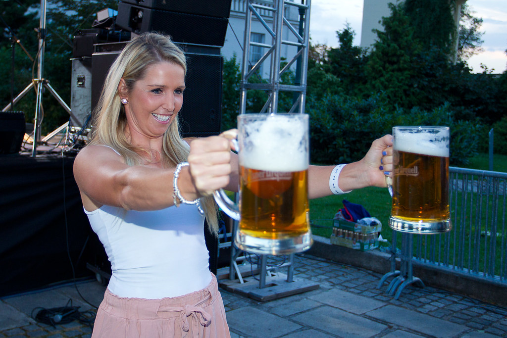Women in Beer Stein Holding Contests