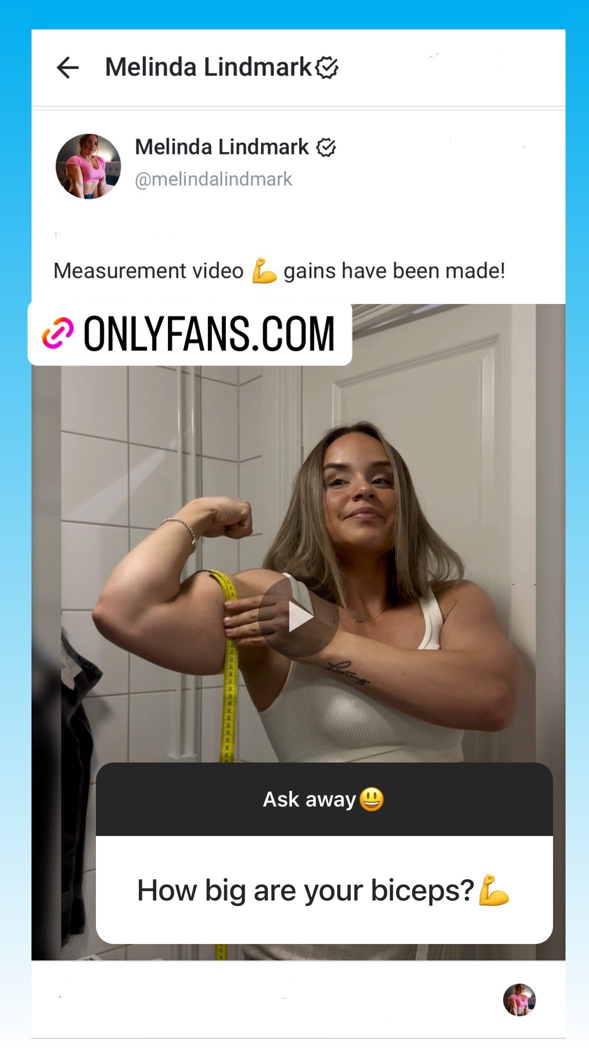Melinda Lindmark bicep size?